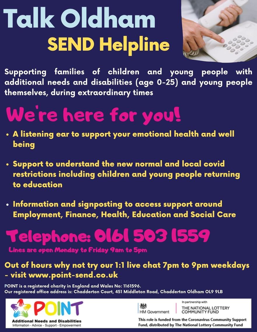 Covid SEND Helpline flyer - October 2020